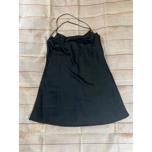 NWT The Blu Ivy Women's Black Satin Mini Cocktail Dress - Large - Picture 5 of 14